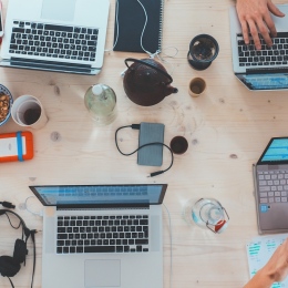 Aerial view of desktop. Photo: Marvin Meyer.