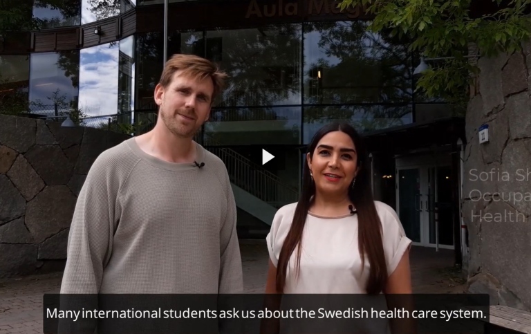 Freezed screen image from short video about the Swedish health care system.