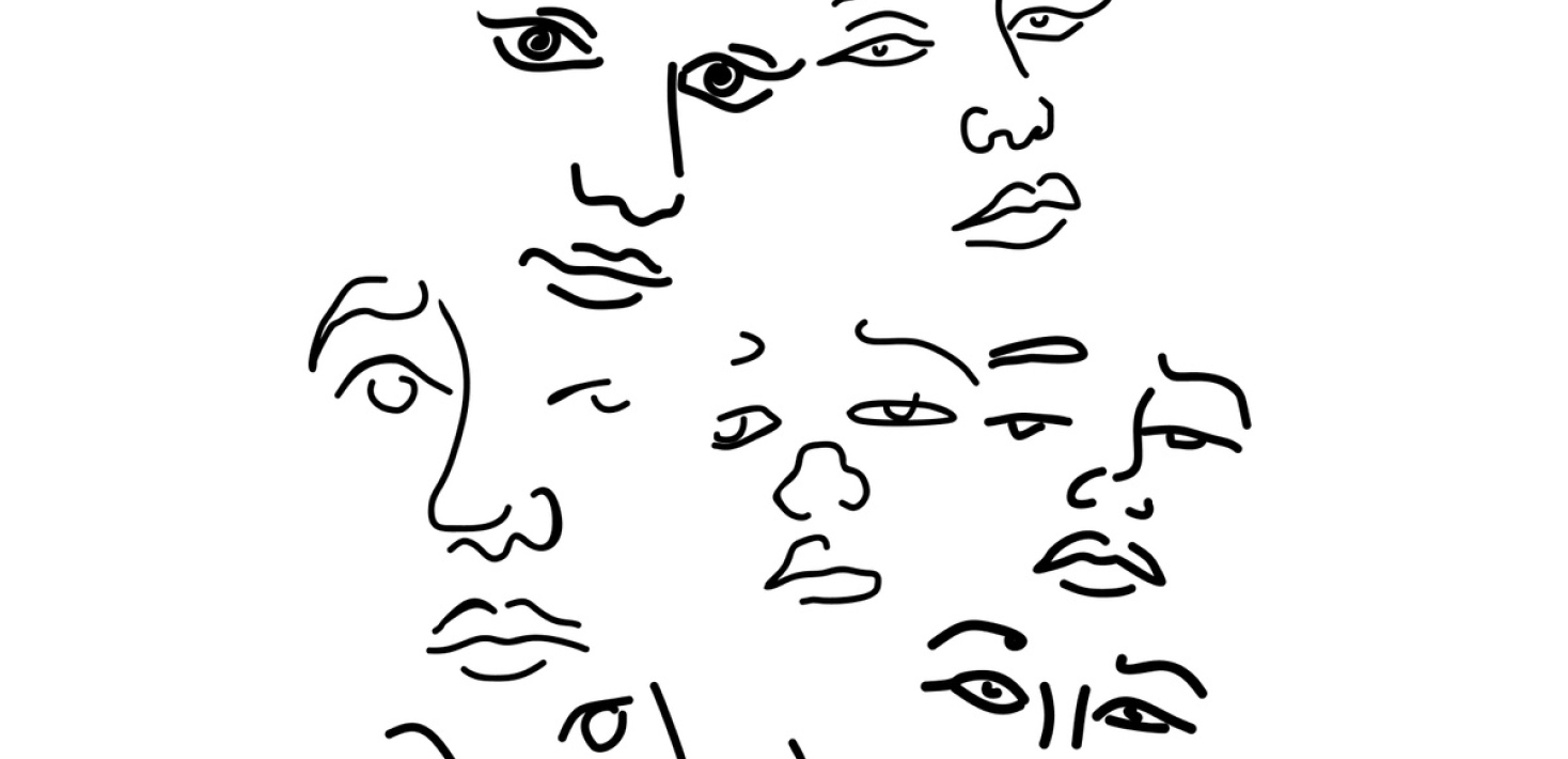 Abstract surreal faces, different emotions. 